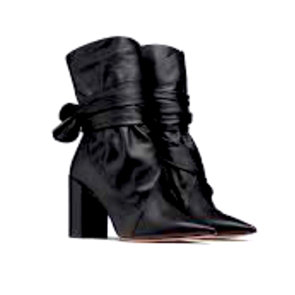 DIOR HUGGY LAMBSKIN BLACK BOOTS Size 39.5 Good Condition